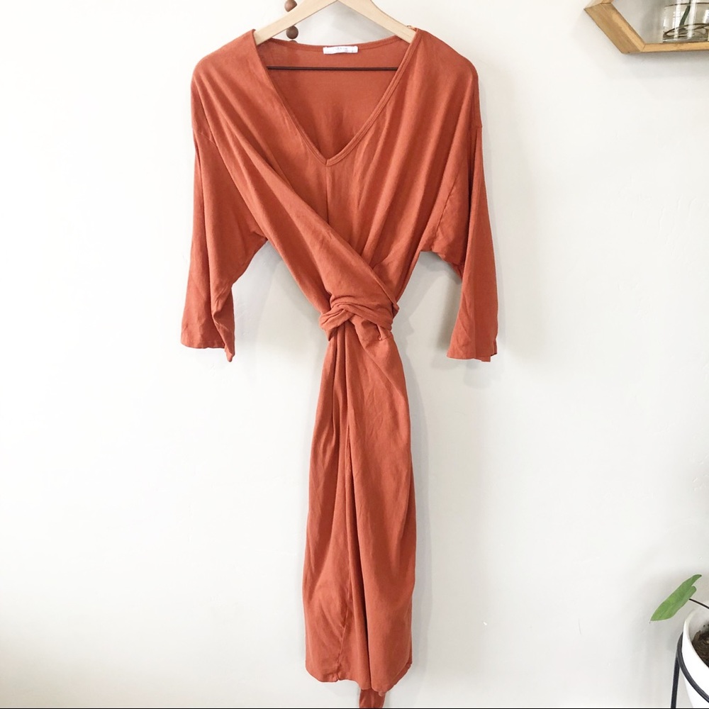 Zara Long Sleeve Wrap Maxi Dress